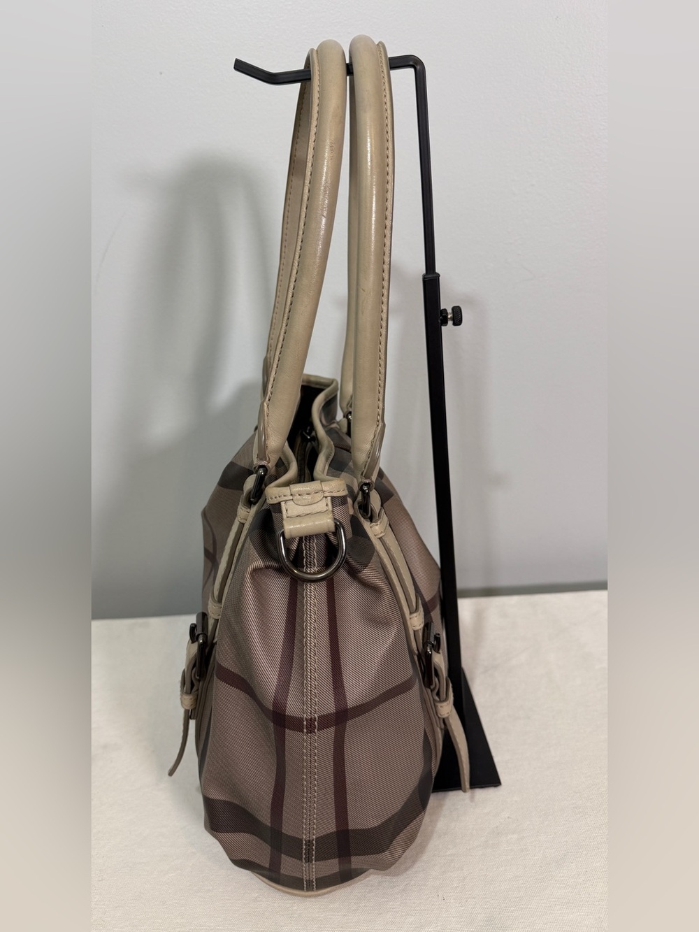 Burberry Smoked Check Satchel Crossbody Bag Multicolor & Dust Bag - Picture 6 of 17